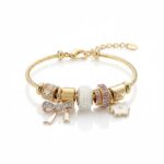 K18 ピンクサファイア＆リボンチャームブレスレット