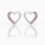 K18WG ピンクサファイア ハートピアス